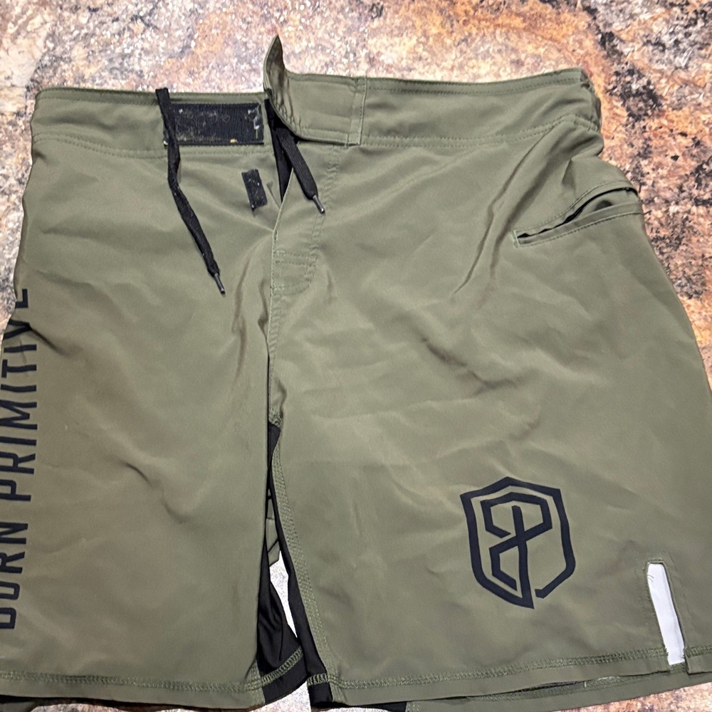 Born Primitive Army Green Athletic Shorts